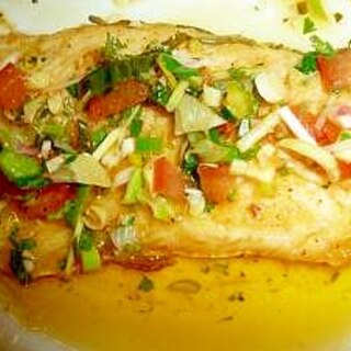 野菜と食べる白身魚のレモンバターソースソテー